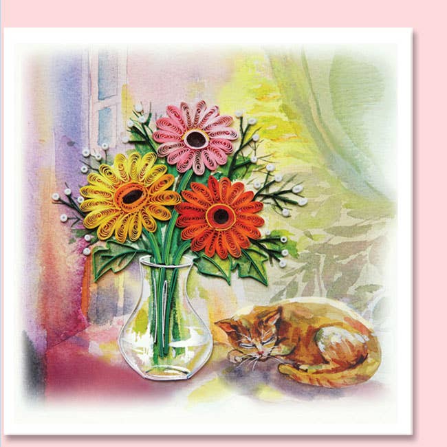 Daisy & Cat Quilling Card