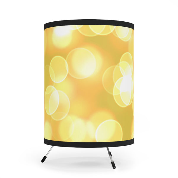 Yellow & White Bokeh Tripod Lamp with High-Res Printed Shade, US\CA plug