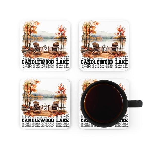 Candlewood Lake In the Fall Corkwood Coaster Set