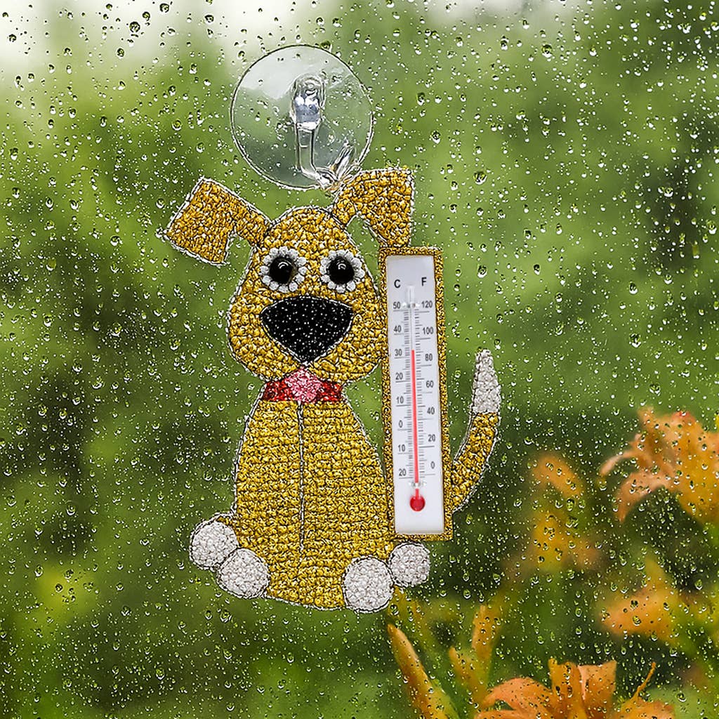 Beaded Dog Window Thermometer