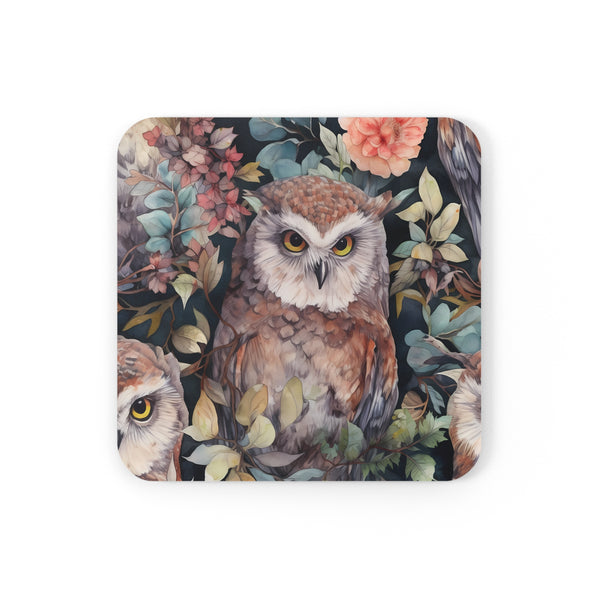 Owl Corkwood Coaster Set