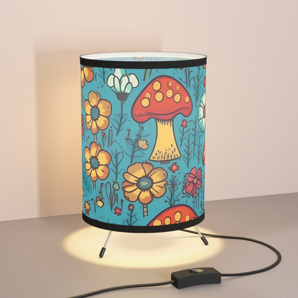 Magic Mushroom Tripod Lamp with High-Res Printed Shade, US\CA plug