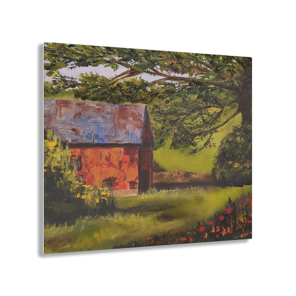 Red Barn Oil Painting Acrylic Print
