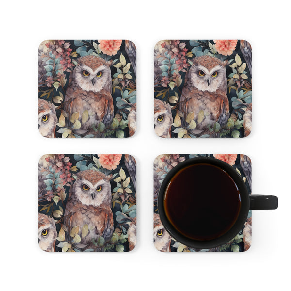 Owl Corkwood Coaster Set