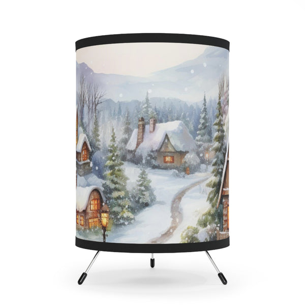 Christmas Village Tripod Lamp with High-Res Printed Shade, US\CA plug