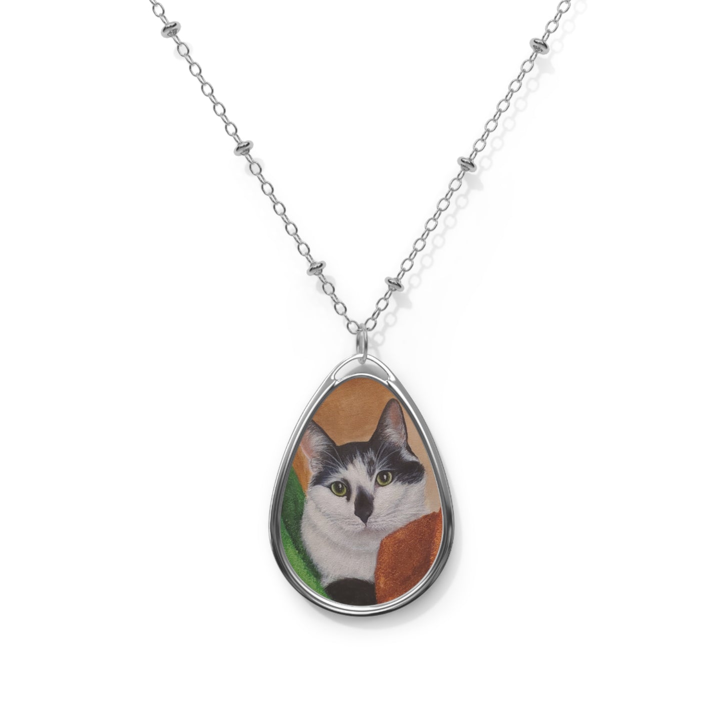 Personalized Oval Feline Necklace