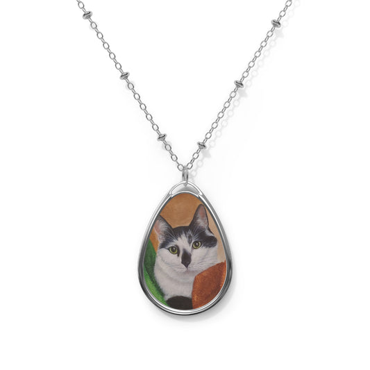 Personalized Oval Feline Necklace