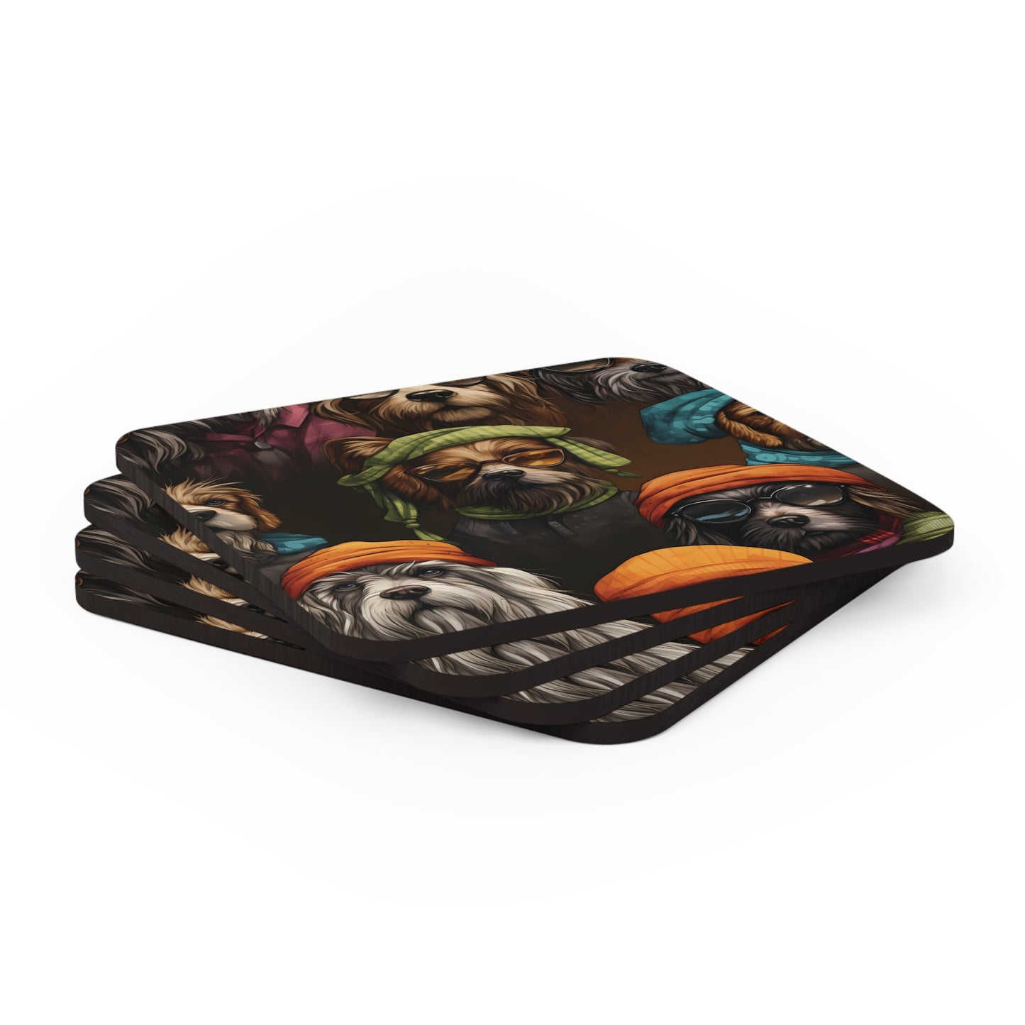 Hippy Senior Dog Corkwood Coaster Set