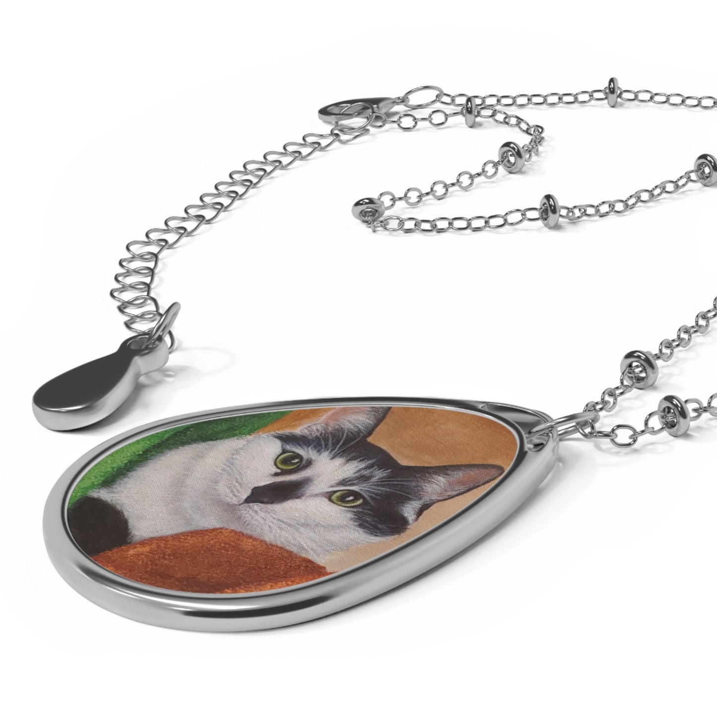 Personalized Oval Feline Necklace