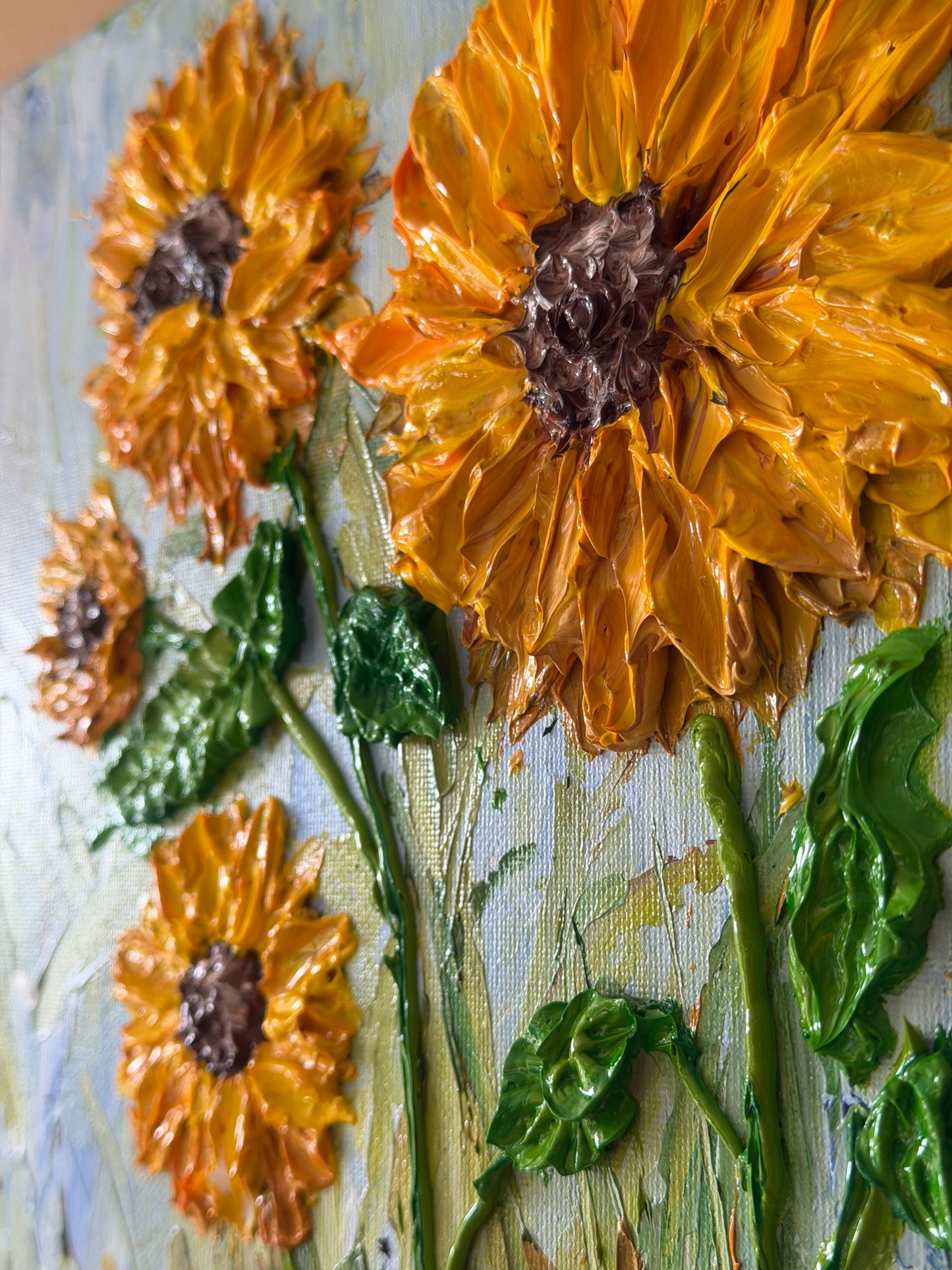 Sunflower Impasto Pallet Knife Painting