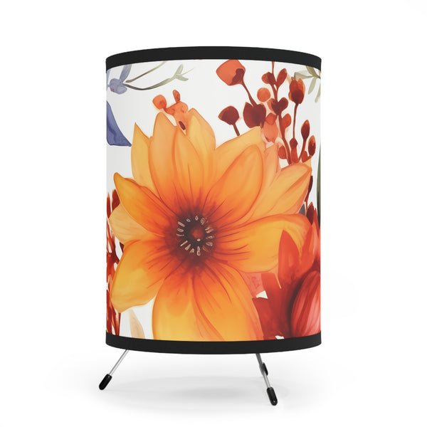 Fall Flowers Tripod Lamp with High-Res Printed Shade, US\CA plug