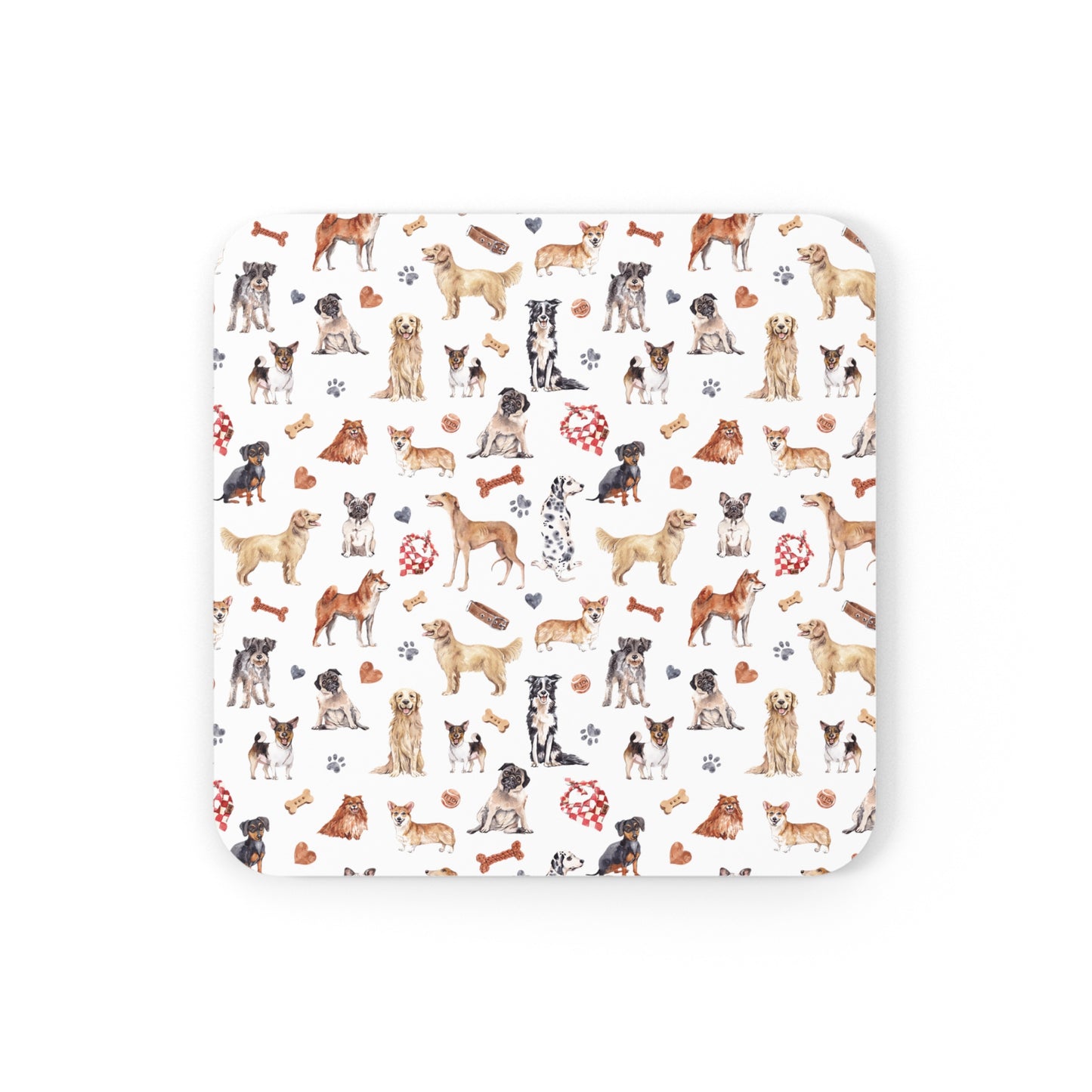 Doggy Love Corkwood Coaster Set