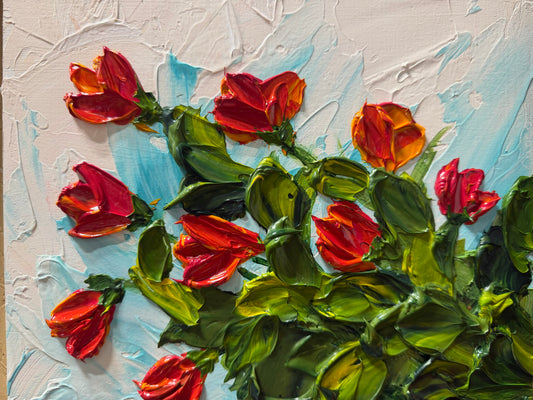 Red Floral Impasto