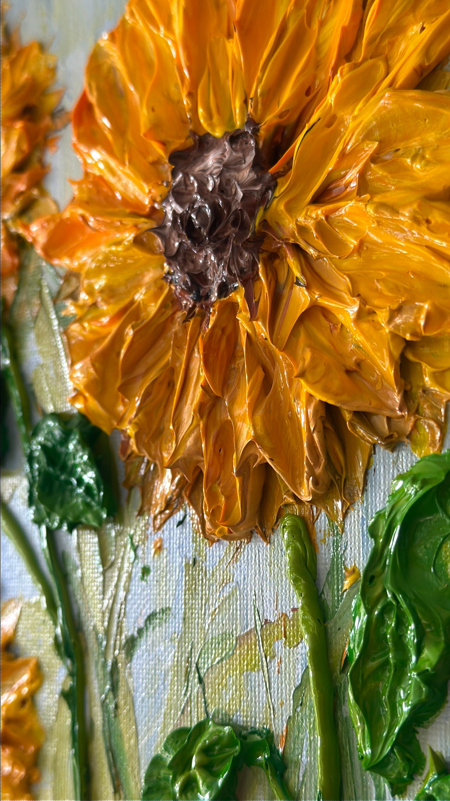 Sunflower Impasto Pallet Knife Painting