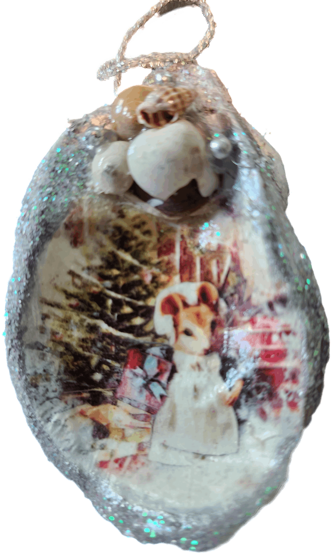 Christmas Mouse Silver Ornament