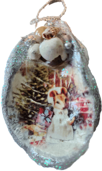 Christmas Mouse Silver Ornament