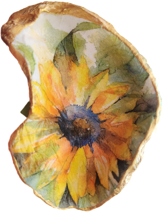 Sunflower Oyster Shell Trinket Dish - SOLD