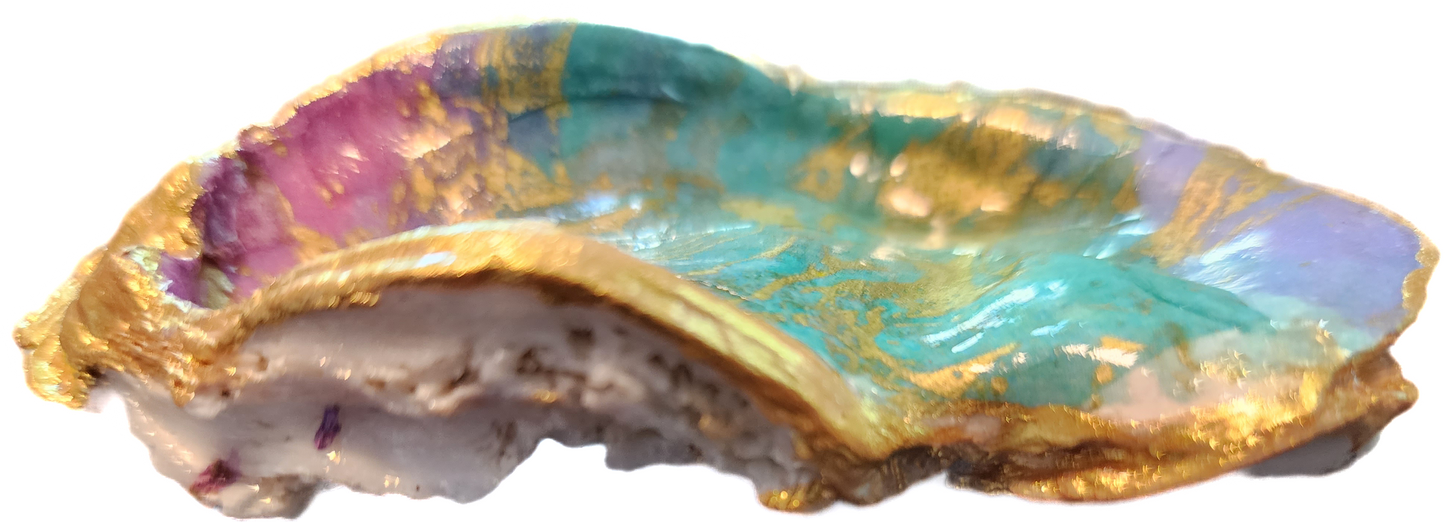 Purple, Green & Gold Oyster Trinket Dish