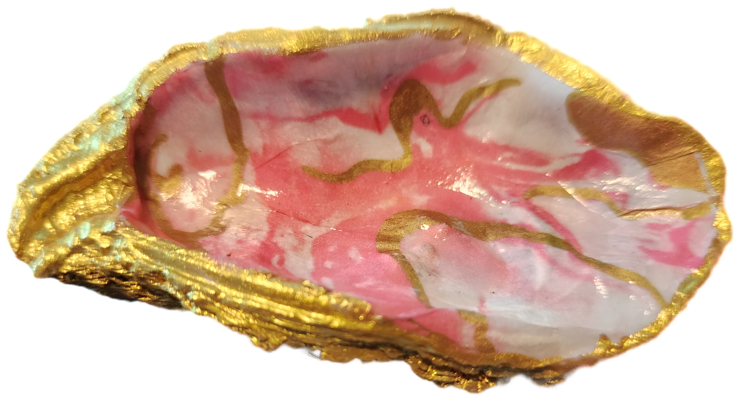 Pink, White & Gold Oyster Trinket Dish