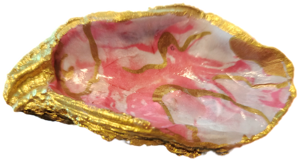 Pink, White & Gold Oyster Trinket Dish