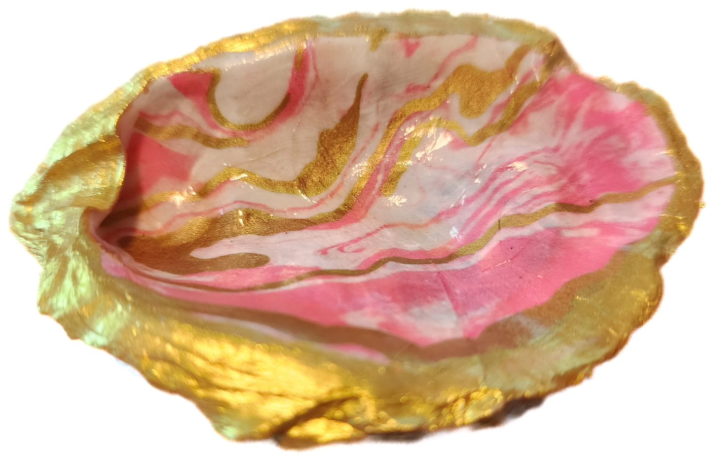 PInk, White & Gold Oyster Trinket Dish