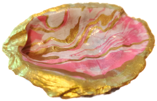 PInk, White & Gold Oyster Trinket Dish