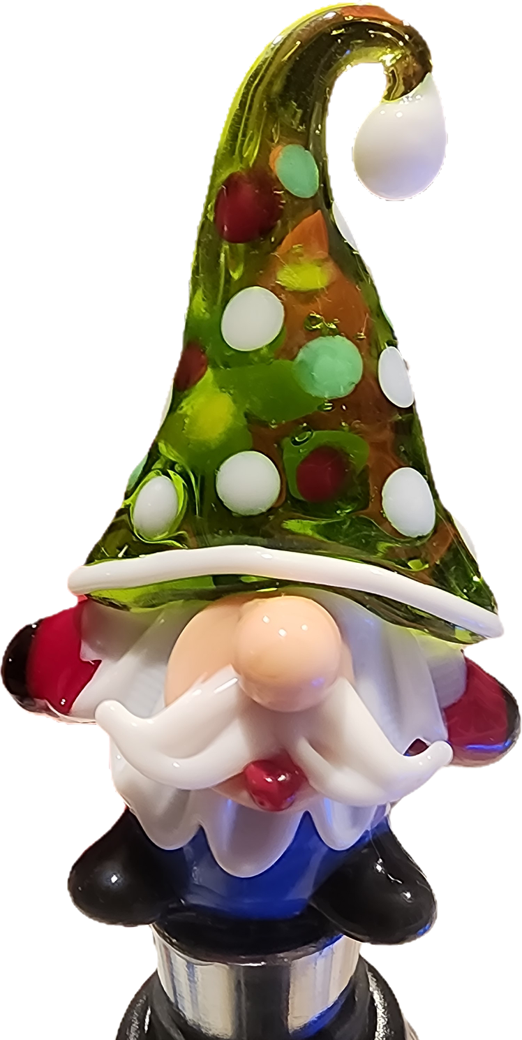 Green Glass Gnome Bottle Stopper