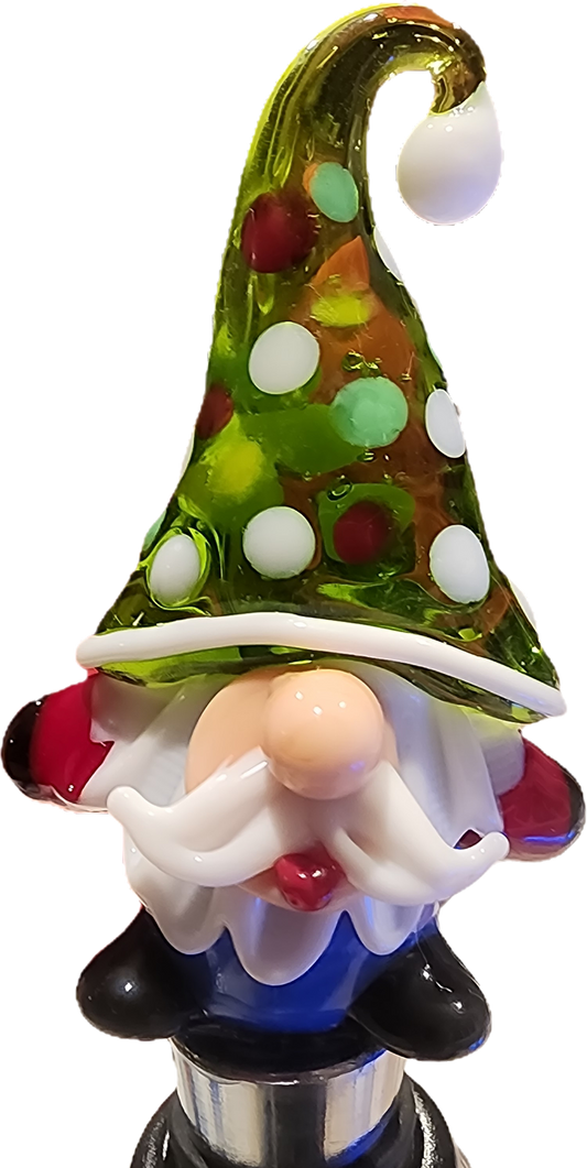 Green Glass Gnome Bottle Stopper