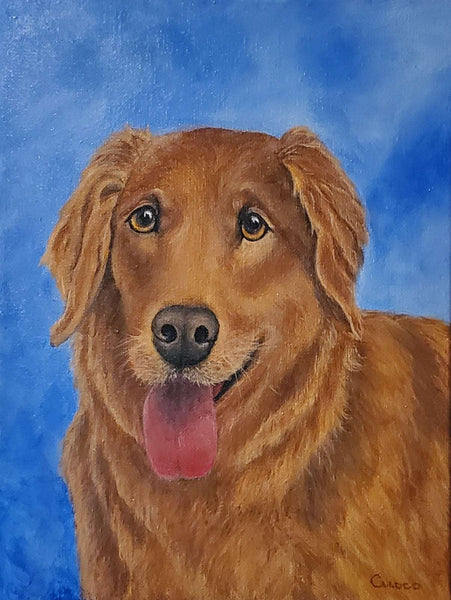 Golden Retriever Portrait, dogs, dog, portrait, oil paintings