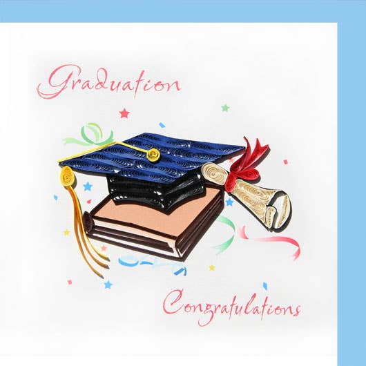 Quilled Graduation Card Cap and Rolled Diploma