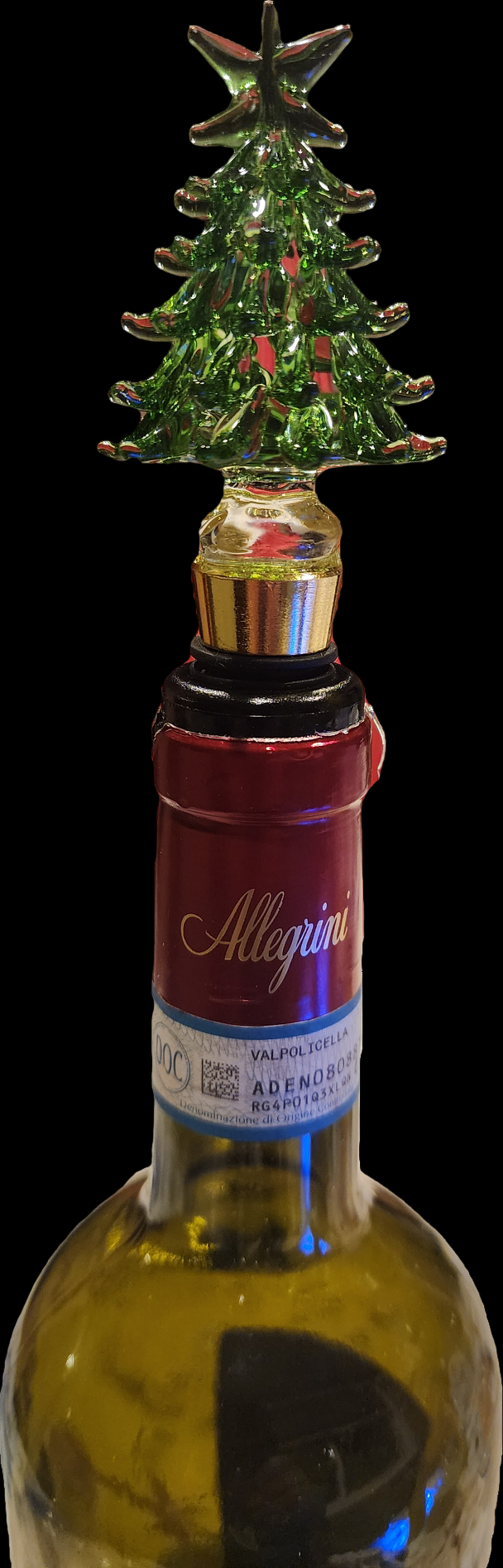 Green Glass Christmas Tree Bottle Stopper