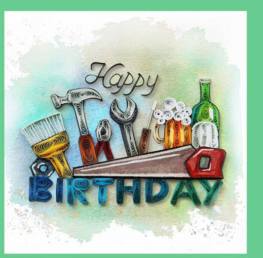 Birthday card with Quilled Tools