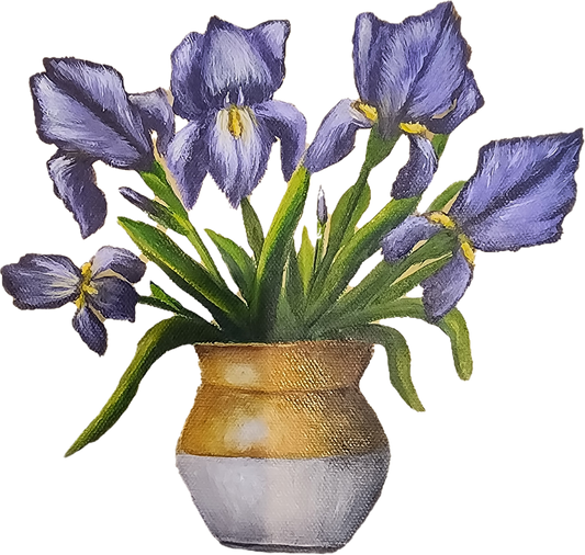 Vase of Irises, painting 
