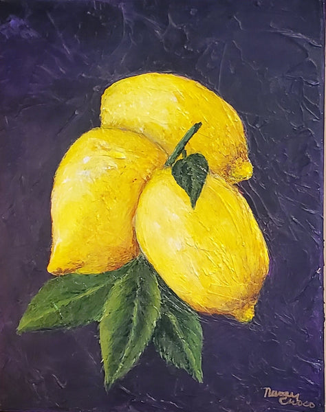 Three Lemons Acrylic Painting - SOLD