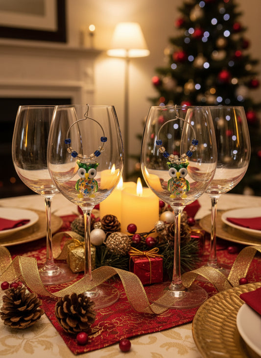 Owl Wine Bottle Stopper & Wine Charms - SOLD