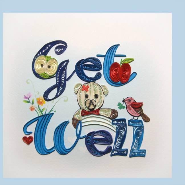 Get Well Greeting Quilled Art Card