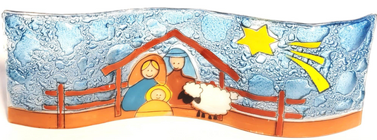 Fused Wavy Glassart Nativity Scene