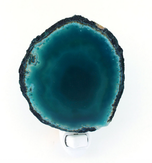Teal Agate Slice Hand-crafted Night Light