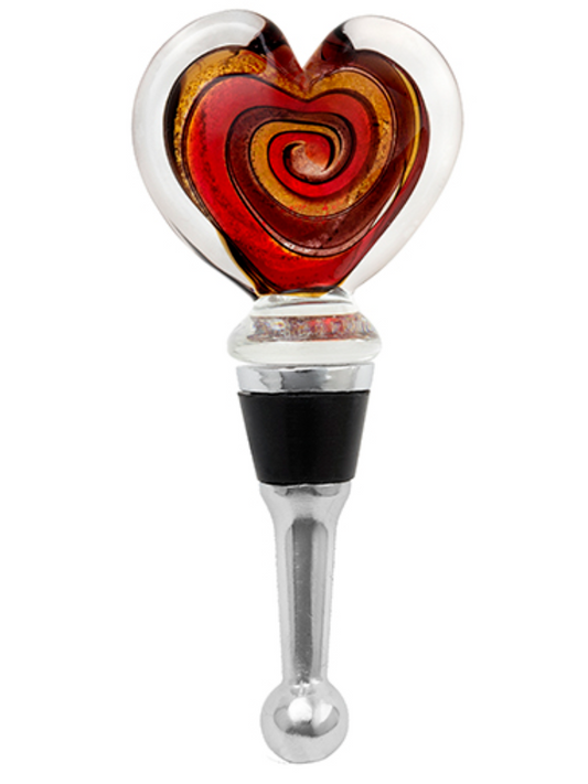 Red & Gold Swirl Glass Wine Bottle Stopper