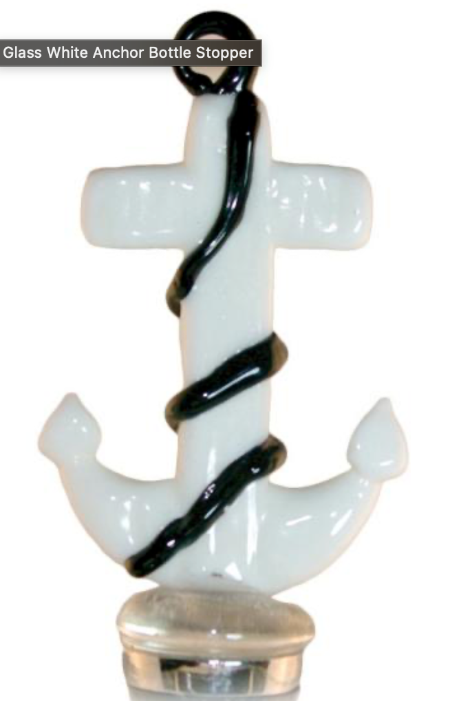 Anchor's Away Glass Wine Bottle Stopper