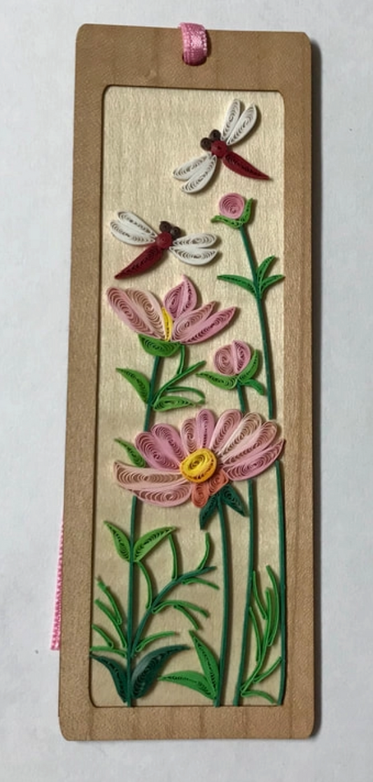 Quilled Flowers & Dragonflies Bookmark