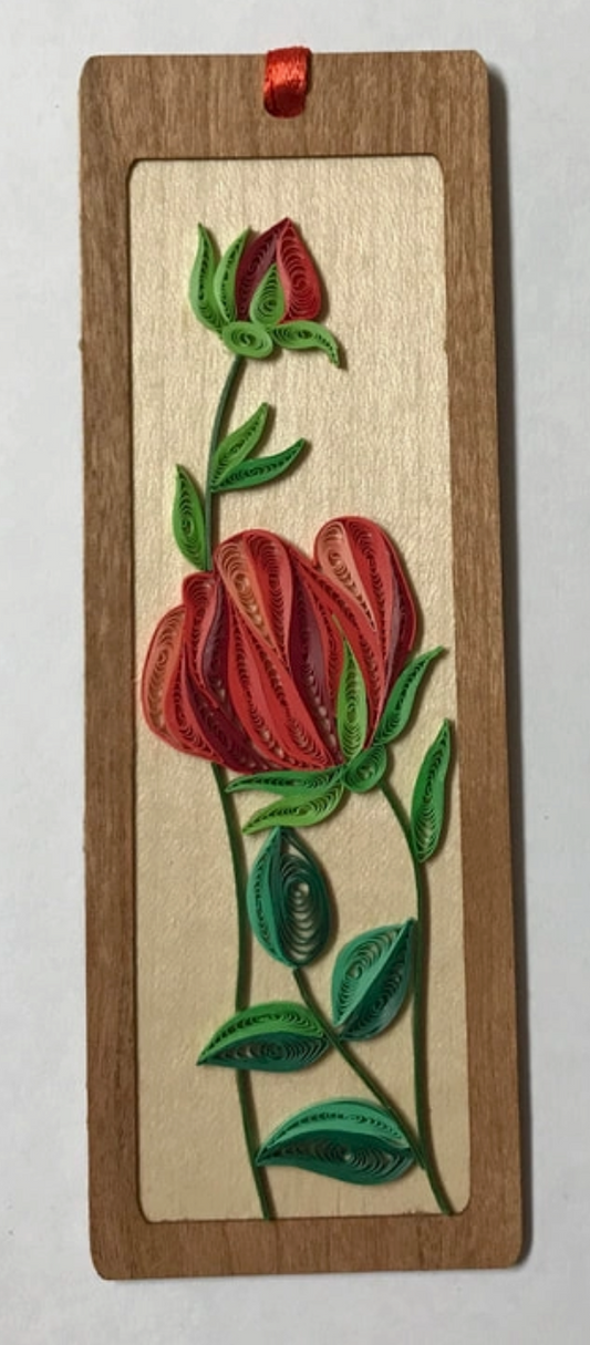Quilled Red Roses Bookmark