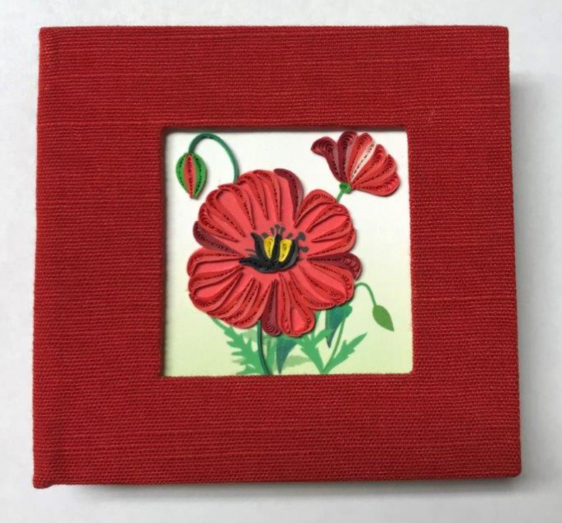 Hand Quilled Poppy Sticky Note Cover