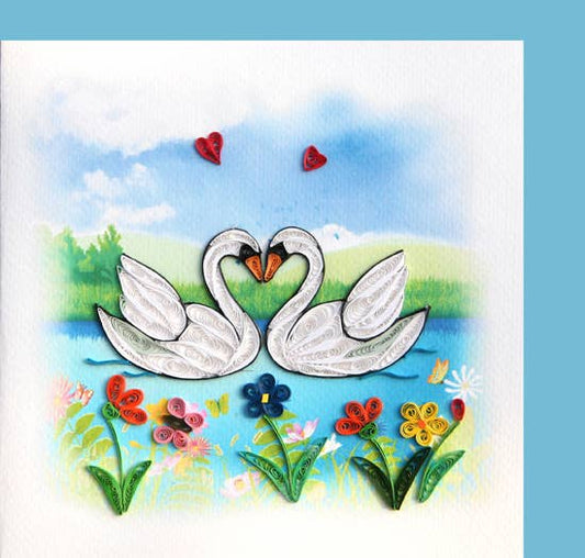 Swan Couple Quilled Greeting Card