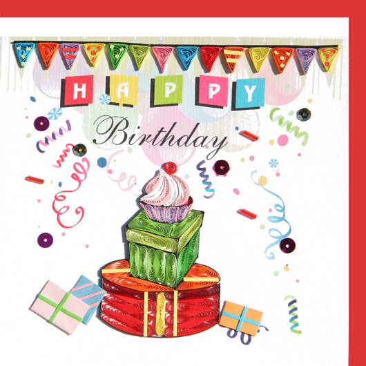 Birthday Cupcake & Gifts Quilling Card