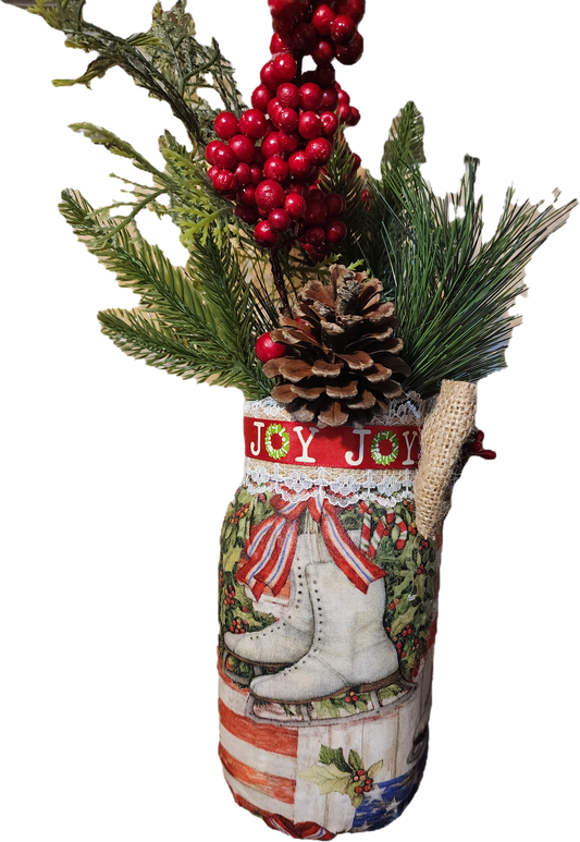 American Christmas Skate Mason Jar with greenery