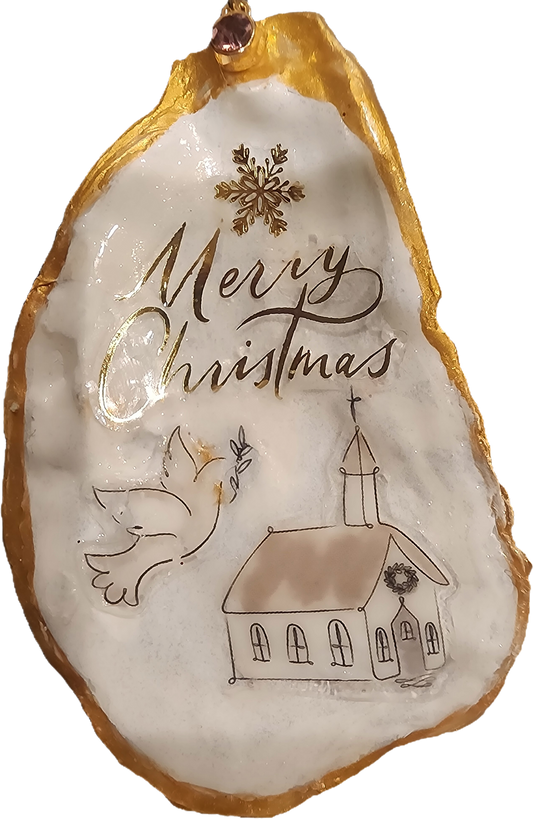 Church with Dove Christmas Ornament