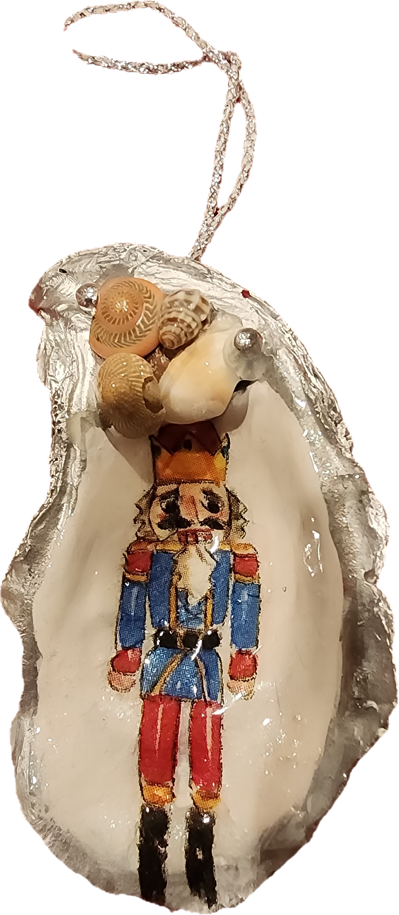 Silver Toy Soldier Oyster Shell Ornament