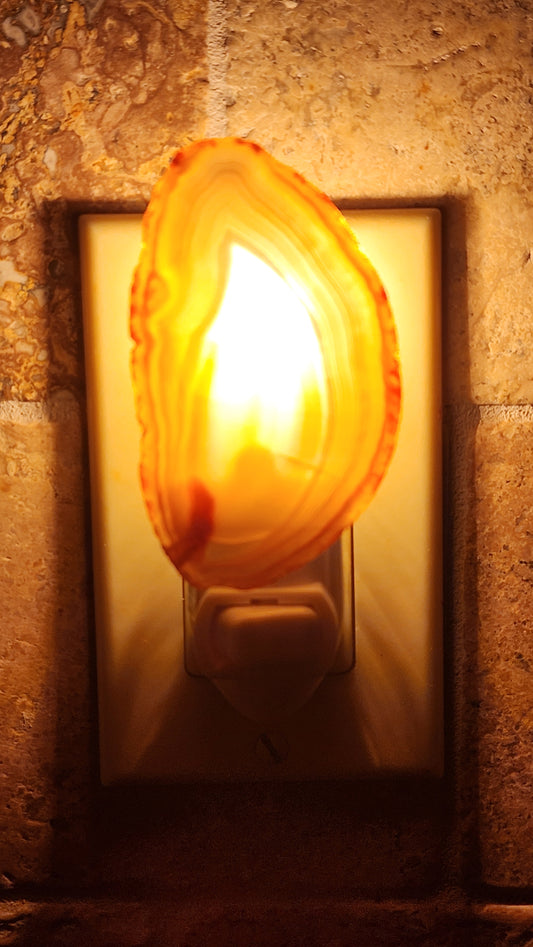 Natural Brown Agate Slice Night Light