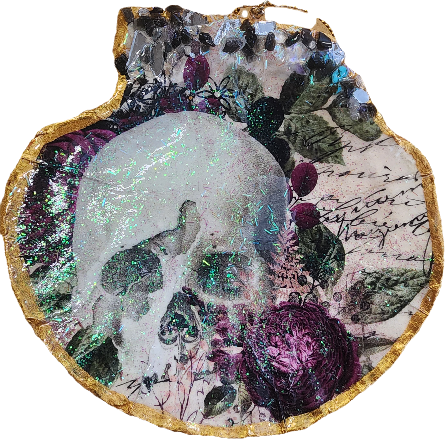 Skull with purple flowers - Sold